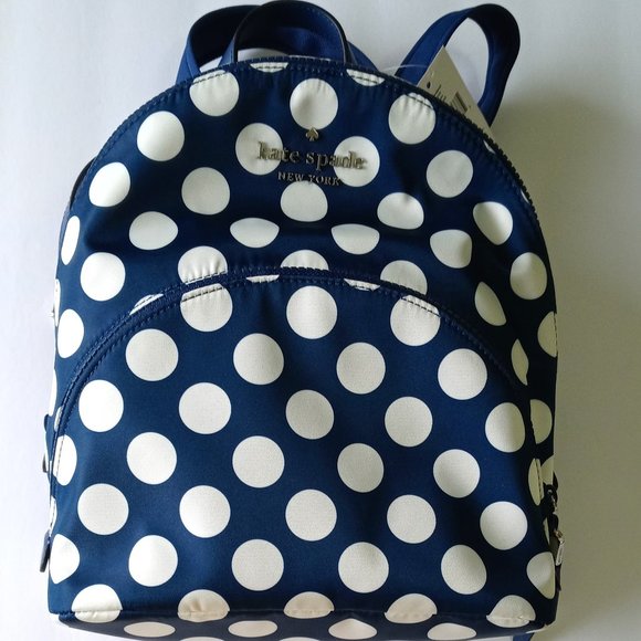 NWT Kate Spade Navy w/White Polka Dot Backpack - Picture 1 of 12